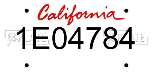 1E04784 California License Plate
