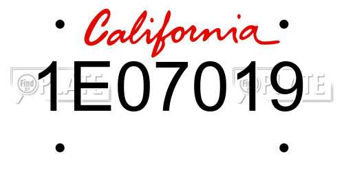 1E07019 California License Plate