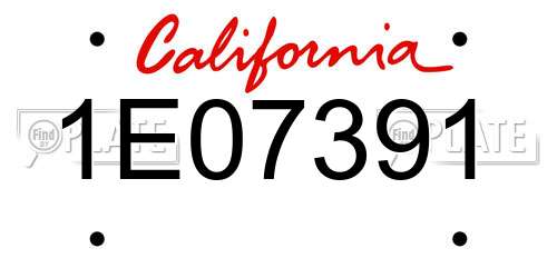 1E07391 California License Plate