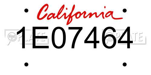 1E07464 California License Plate