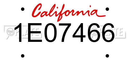 1E07466 California License Plate