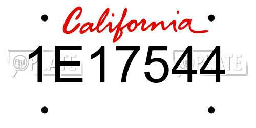 1E17544 California License Plate
