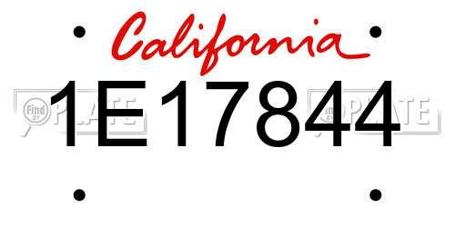 1E17844 California License Plate