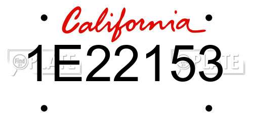 1E22153 California License Plate