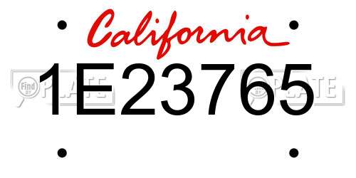1E23765 California License Plate