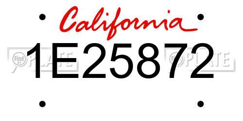 1E25872 California License Plate
