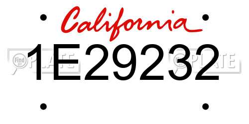 1E29232 California License Plate