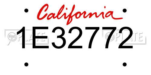 1E32772 California License Plate