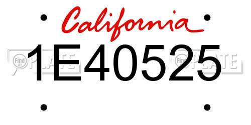 1E40525 California License Plate