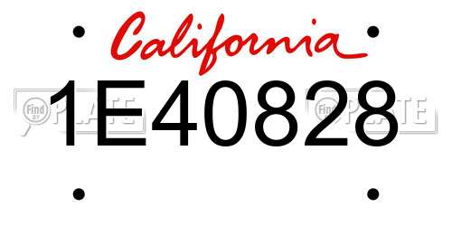 1E40828 California License Plate