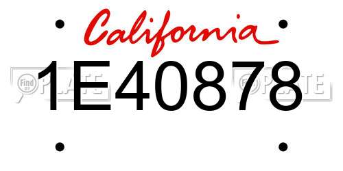 1E40878 California License Plate