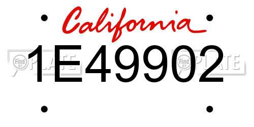 1E49902 California License Plate