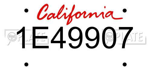 1E49907 California License Plate