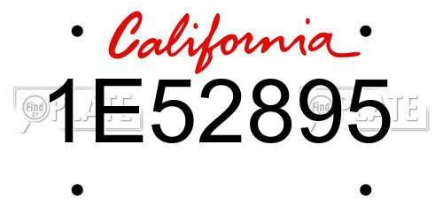 1E52895 California License Plate