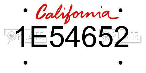 1E54652 California License Plate
