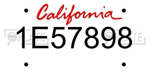 1E57898 California License Plate