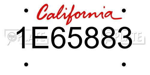 1E65883 California License Plate