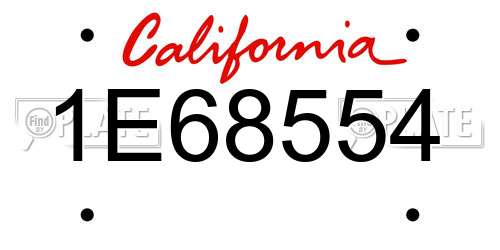 1E68554 California License Plate