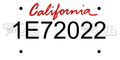 1E72022 California License Plate