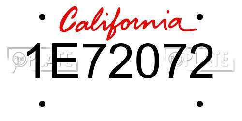1E72072 California License Plate