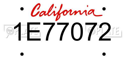 1E77072 California License Plate