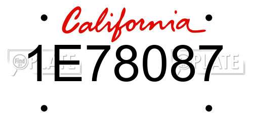 1E78087 California License Plate
