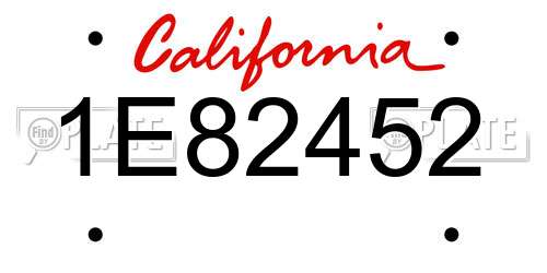 1E82452 California License Plate