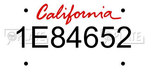 1E84652 California License Plate