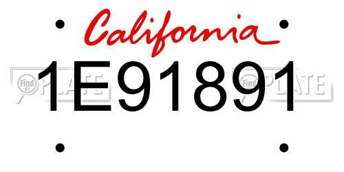 1E91891 California License Plate