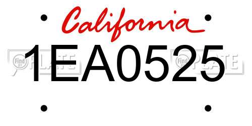 1EA0525 California License Plate