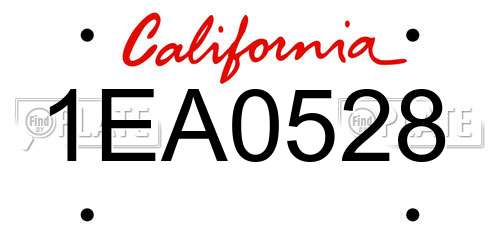1EA0528 California License Plate
