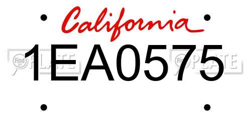 1EA0575 California License Plate