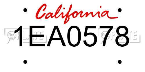 1EA0578 California License Plate