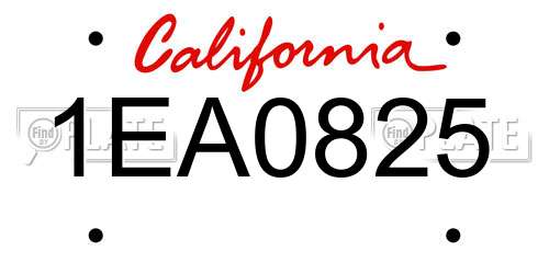 1EA0825 California License Plate