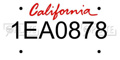 1EA0878 California License Plate
