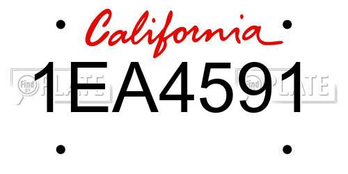 1EA4591 California License Plate