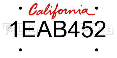 1EAB452 California License Plate