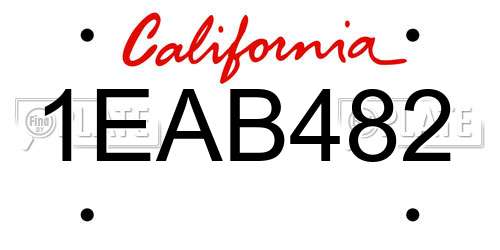 1EAB482 California License Plate