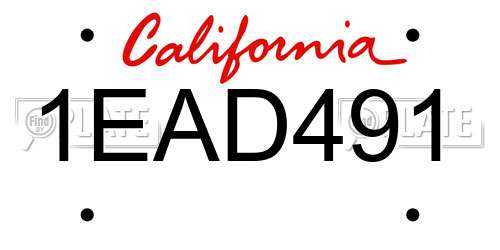 1EAD491 California License Plate