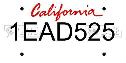 1EAD525 California License Plate