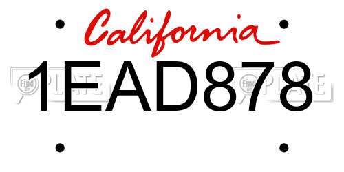 1EAD878 California License Plate