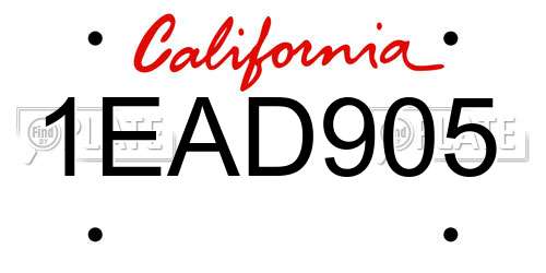 1EAD905 California License Plate
