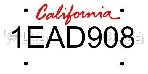 1EAD908 California License Plate