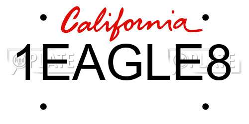 1EAGLE8 California License Plate