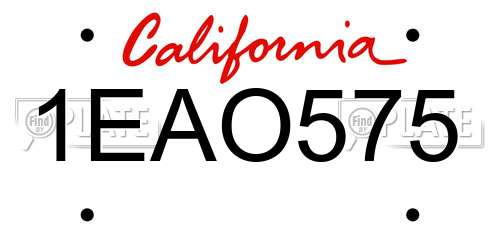 1EAO575 California License Plate