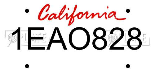1EAO828 California License Plate