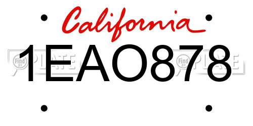 1EAO878 California License Plate