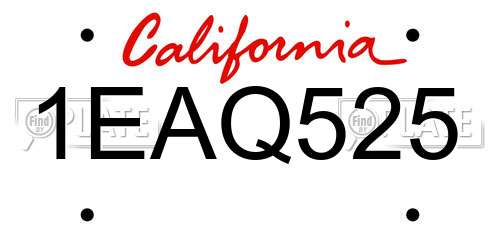 1EAQ525 California License Plate