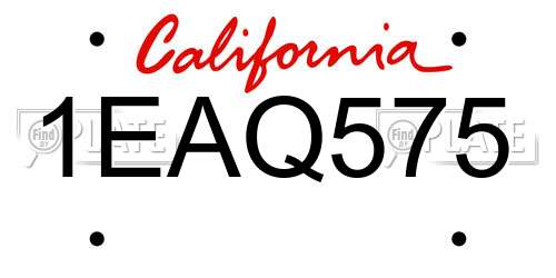 1EAQ575 California License Plate
