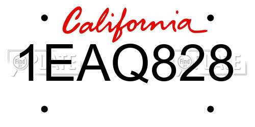 1EAQ828 California License Plate